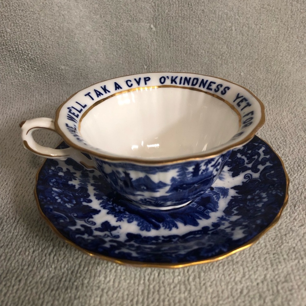 Wedgwood Flow Blue Auld Lang Syne Teacup & Saucer